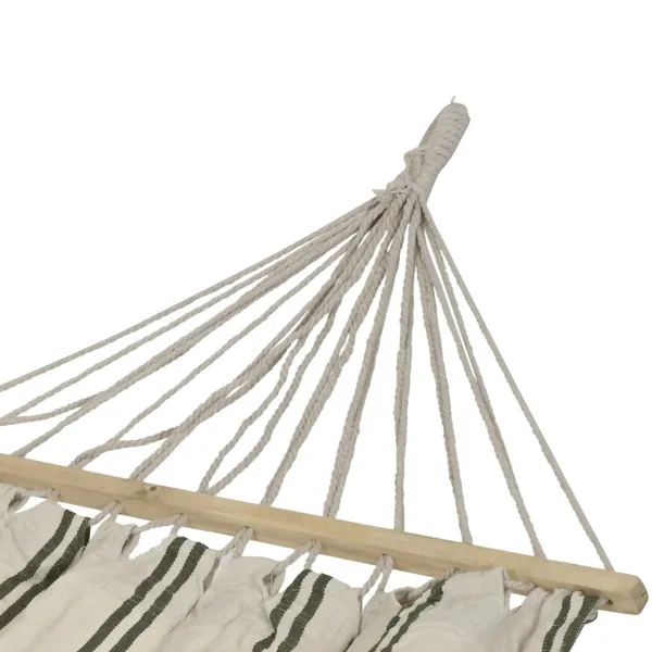 outdoor living Hängematte Wollweiß mit Grünen Streifen 200 x 100 cm - Polyester-Baumwolle