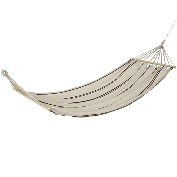 outdoor living Hängematte Wollweiß mit Lila Streifen 200 x 100 cm - Polyester-Baumwolle