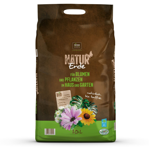 PATZER NATUR Erde BIO für Blumen & Pflanzen im Haus & Garten torffrei - 10 Liter