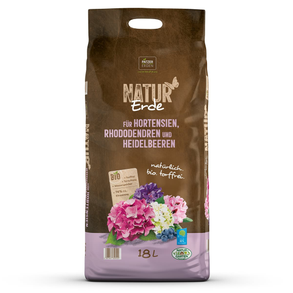 PATZER NATUR Erde BIO für Hortensien Rhododendren & Heidelbeeren torffrei - 18 Liter