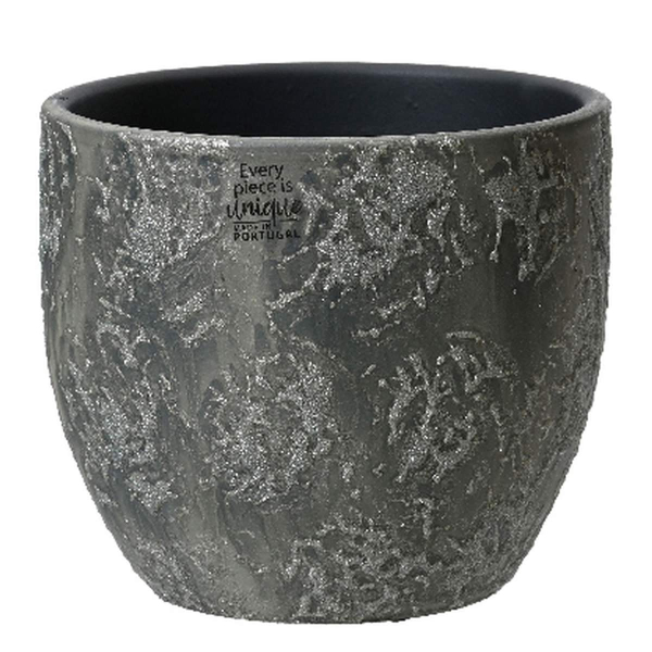 Pflanzen Übertopf Anthrazit mit Glitter Ø 16 cm Höhe 14 cm - Terrakotta