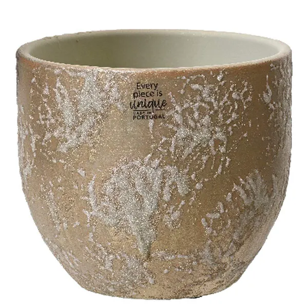 Pflanzen Übertopf Beige/Goldfarben mit Glitter Ø 16 cm Höhe 14 cm - Terrakotta