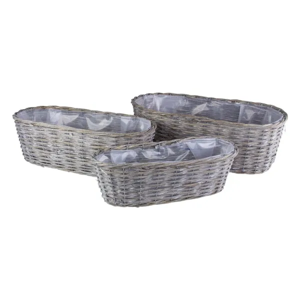 Pflanzkorb oval/Weide 3er Set grey-washed