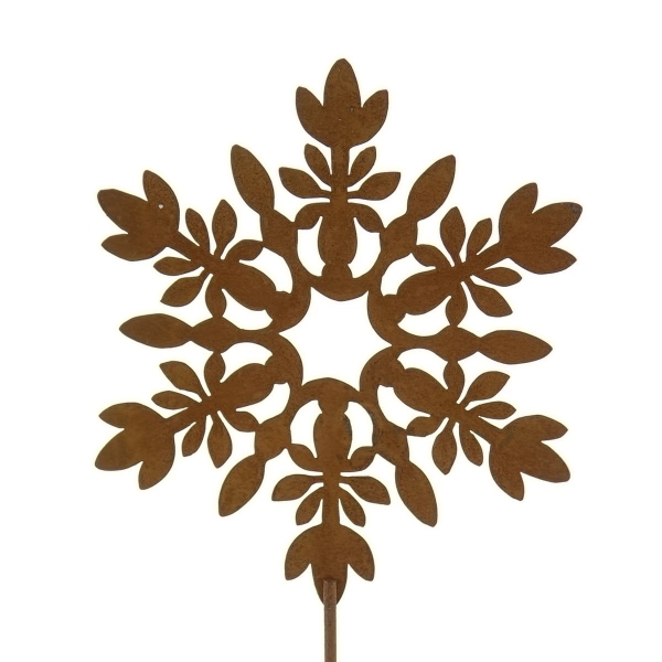 POSIWIO Pflanzenstecker Schneeflocke Floral Rostfinish Ø ca. 6,5 cm - Metall