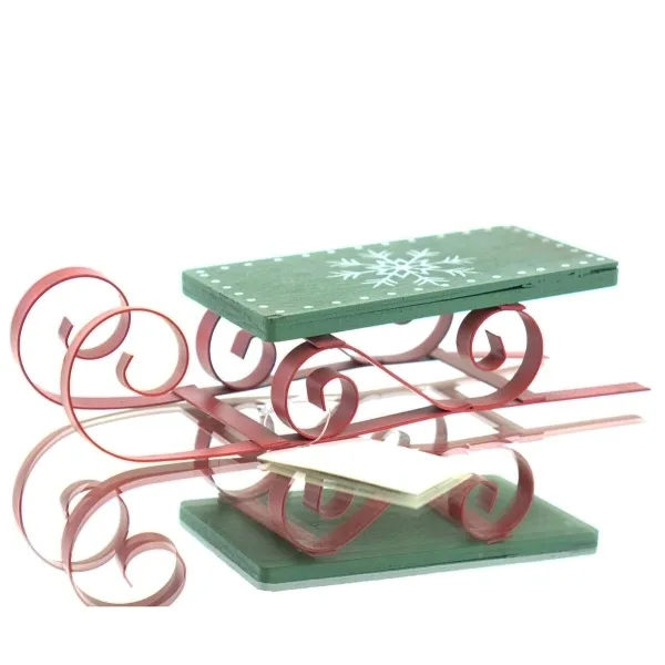 POSIWIO Weihnachtsdeko Schlitten Rot & Grün 19 x 6 cm - Metall & Holz POSIWIO Weihnachtsdeko Schlitten Rot & Grün 19 x 6 cm - Metall & Holz