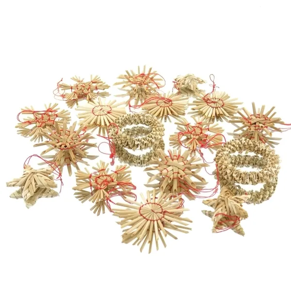 POSIWIO Weihnachtsdeko Strohsterne & -kränze Natur & Rot Ø 4 bis 6 cm POSIWIO Weihnachtsdeko Strohsterne & -kränze Natur & Rot Ø 4 bis 6 cm