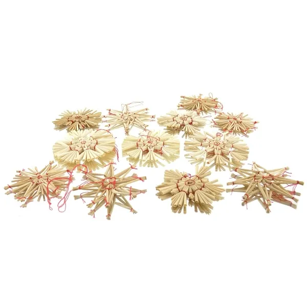 POSIWIO Weihnachtsdeko Strohsterne Natur & Rot Ø 8 cm 4 Motive