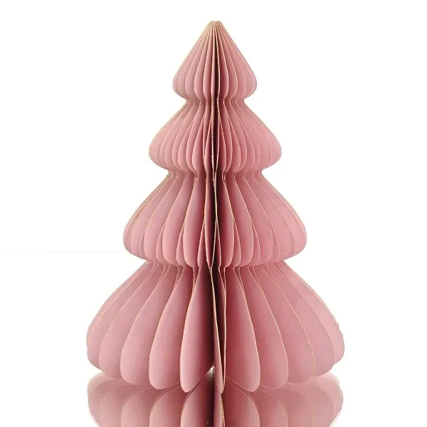 POSIWIO Weihnachtsdeko Tanne Rosa mit Glitter Ø 10 cm Höhe 15 cm - Papier