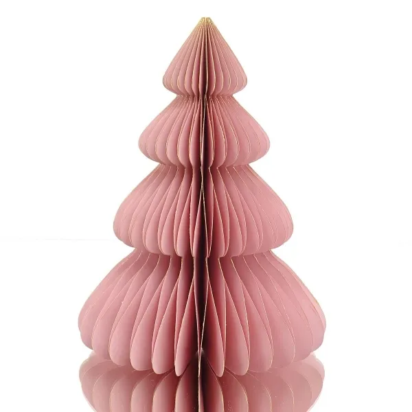 POSIWIO Weihnachtsdeko Tanne Rosa mit Glitter Ø 15 cm Höhe 20 cm - Papier