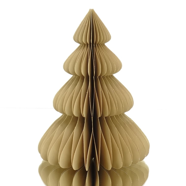 POSIWIO Weihnachtsdeko Tanne Sandbraun mit Glitter Ø 15 cm Höhe 20 cm - Papier