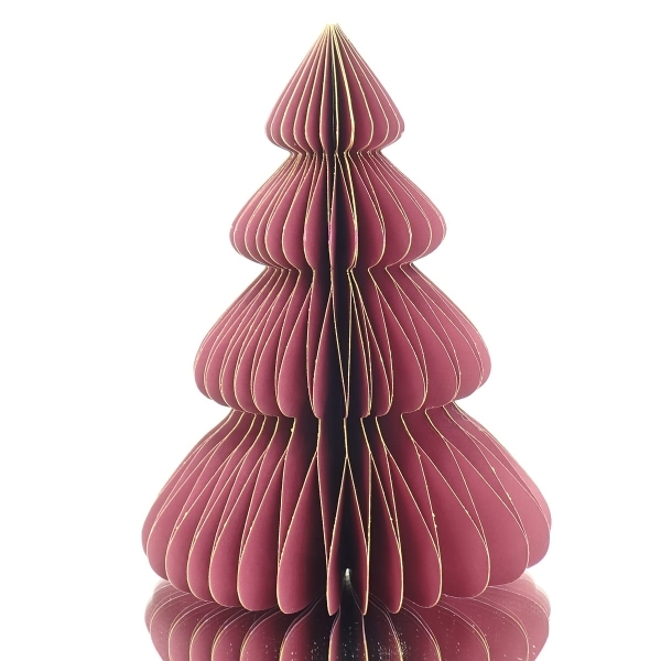 POSIWIO Weihnachtsdeko Tanne Weinrot mit Glitter Ø 15 cm Höhe 20 cm - Papier