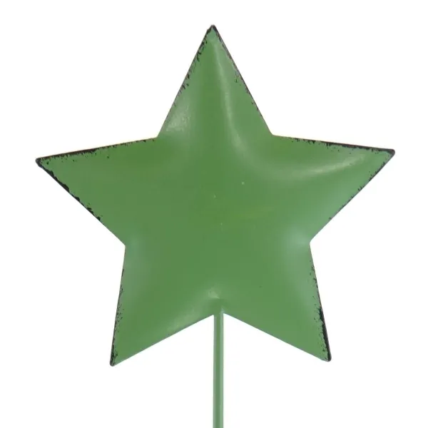 POSIWIO Weihnachtspflanzenstecker Stern Vintage Grün Ø 5,5 cm 25,5 cm - Metall