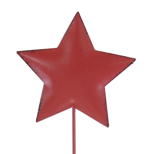 POSIWIO Weihnachtspflanzenstecker Stern Vintage Rot Ø 5,5 cm 25,5  cm - Metall