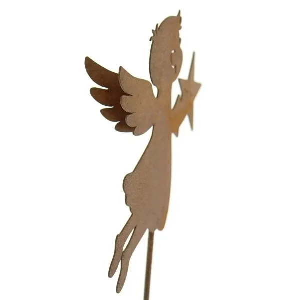 POSIWIO Weihnachtsstecker Engel mit Stern Rostfinish 26 cm - Metall