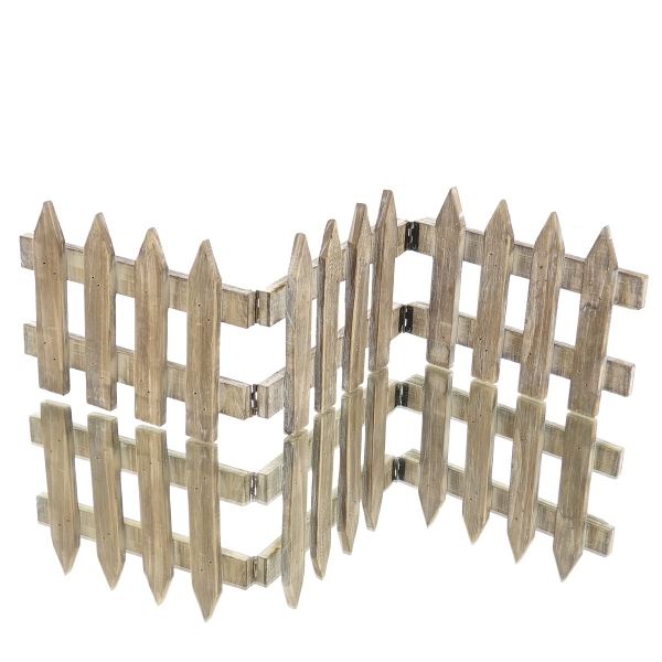 POSIWIO Zaun Braun klappbar mit 4 Scharnieren 60 cm - Spießtanne