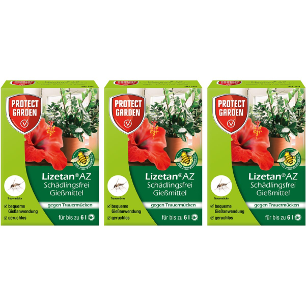 PROTECT GARDEN Lizetan® AZ Schädlingsfrei Gießmittel für 6 Liter - 30 ml x 3