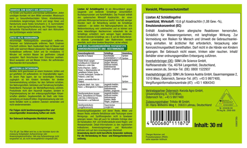 PROTECT GARDEN Lizetan® AZ Schädlingsfrei Konzentrat für bis zu 10 Liter - 30 ml