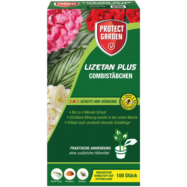PROTECT GARDEN Lizetan Plus Combistäbchen für Zimmer- & Balkonpflanzen - 100 Stück