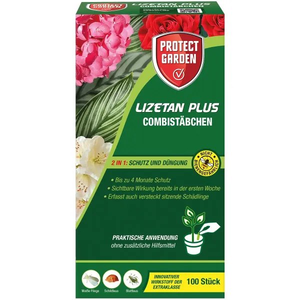 PROTECT GARDEN Lizetan Plus Combistäbchen für Zimmer- & Balkonpflanzen - 100 Stück