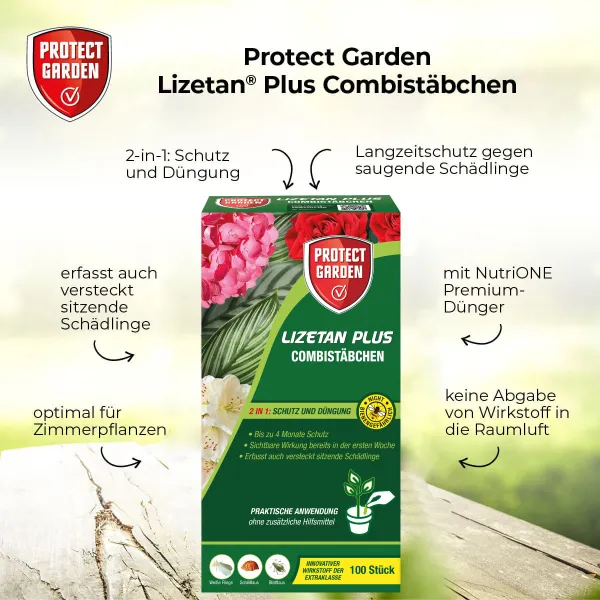 PROTECT GARDEN Lizetan Plus Combistäbchen für Zimmer- & Balkonpflanzen - 100 Stück