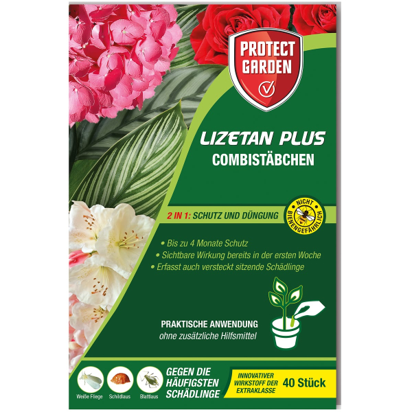PROTECT GARDEN Lizetan Plus Combistäbchen für Zimmer- & Balkonpflanzen - 40 Stück