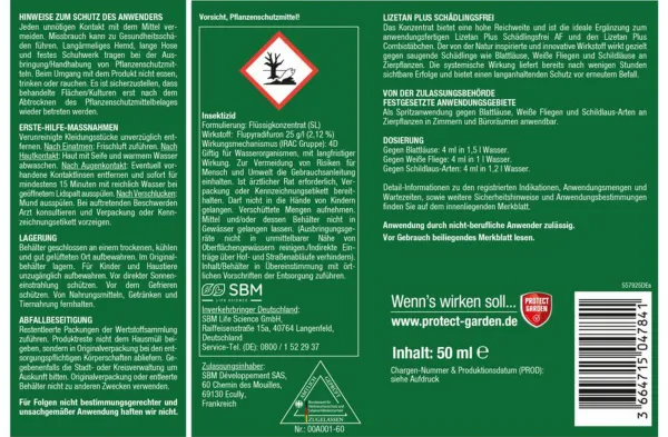 PROTECT GARDEN Lizetan Plus Schädlingsfrei 50 ml für 18 Liter Spritzwasser