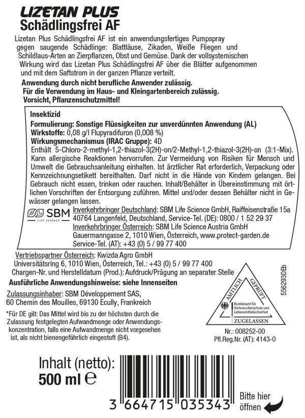 PROTECT GARDEN Lizetan Plus Schädlingsfrei AF 500 ml anwendungsfertig
