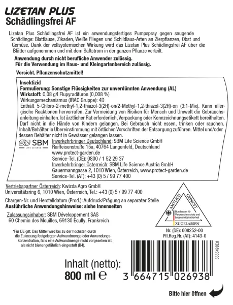 PROTECT GARDEN Lizetan Plus Schädlingsfrei AF anwendungsfertig - 800 ml
