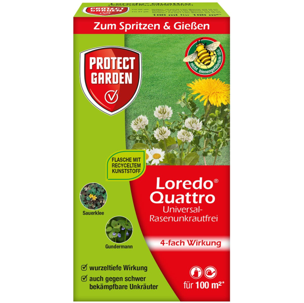 PROTECT GARDEN Loredo® Quattro Universal-Rasenunkrautfrei 100 ml für 100 m²