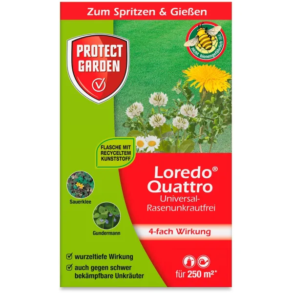 PROTECT GARDEN Loredo® Quattro Universal-Rasenunkrautfrei 250 ml für 250 m² PROTECT GARDEN Loredo® Quattro Universal-Rasenunkrautfrei 250 ml für 250 m²