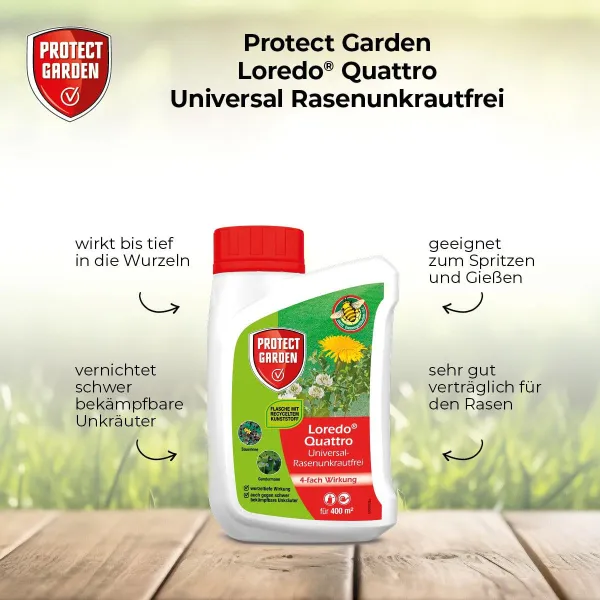 PROTECT GARDEN Loredo® Quattro Universal-Rasenunkrautfrei 400 ml für 400 m²