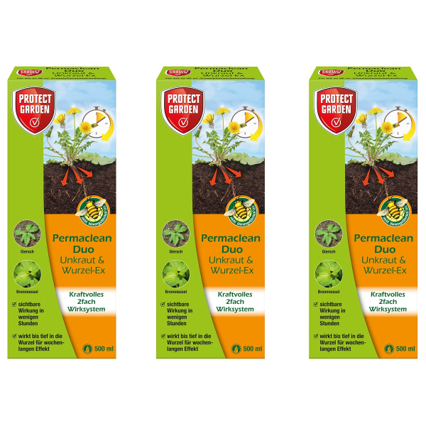 PROTECT GARDEN Permaclean Duo Unkaut & Wurzel-Ex 500 ml x 3
