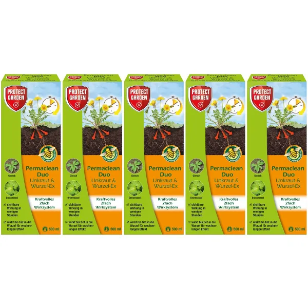 PROTECT GARDEN Permaclean Duo Unkaut & Wurzel-Ex 500 ml x 5