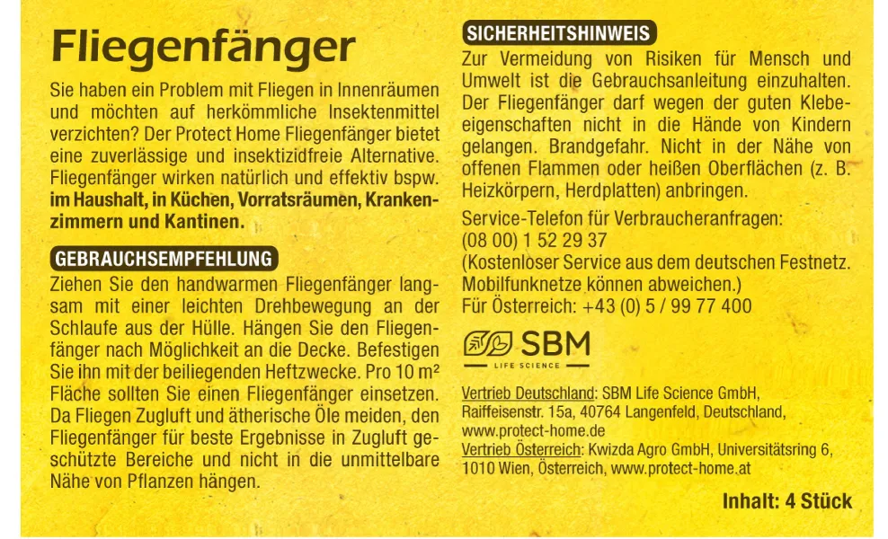 PROTECT HOME Fliegenfänger - 4 Stück