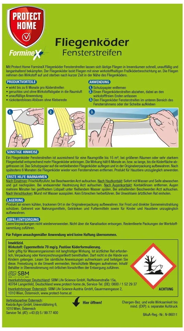 PROTECT HOME FormineX Fliegenköder Fensterstreifen - 12 Stück