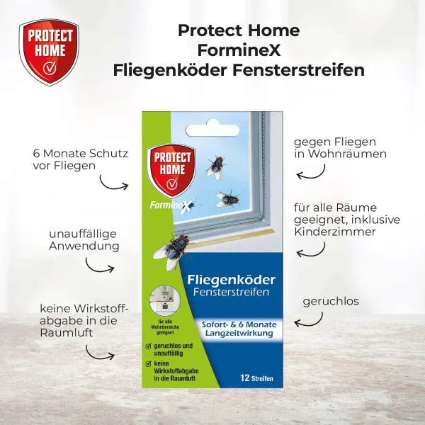 PROTECT HOME FormineX Fliegenköder Fensterstreifen - 12 Stück