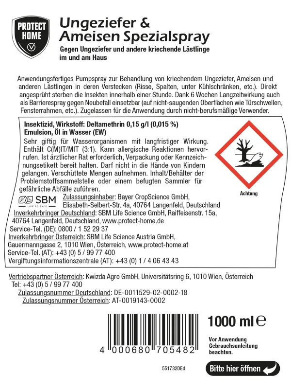 PROTECT HOME FormineX Ungeziefer & Ameisen Spezialspray anwendungsfertig - 1 Liter