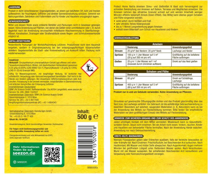 PROTECT HOME Natria Ameisen Streu- und Gießmittel 500 g