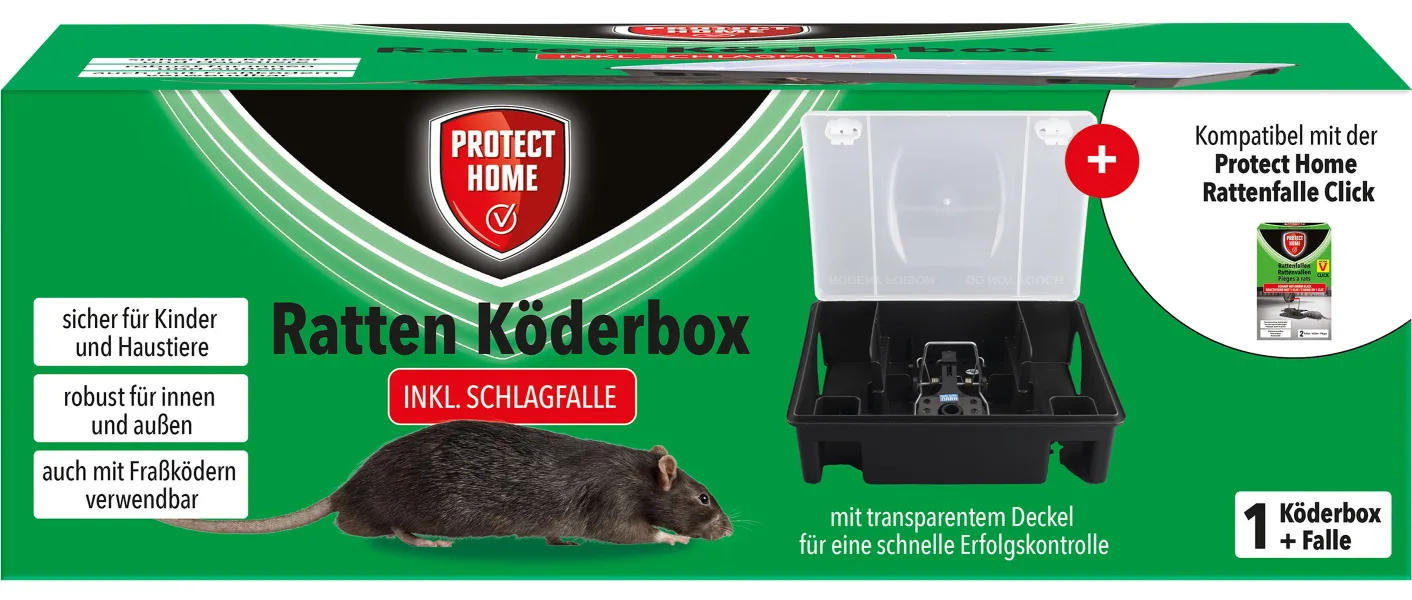 PROTECT HOME Rattenköderbox inklusive Schlagfalle