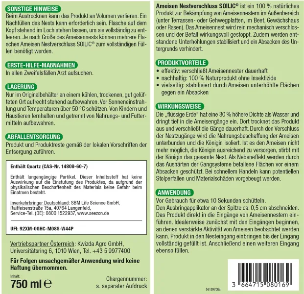 PROTECT HOME Soilic® Ameisen Nestverschluss - 750 ml