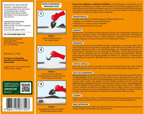 PROTECT HOME Wühlmaus- & Maulwurfblocker 100 g