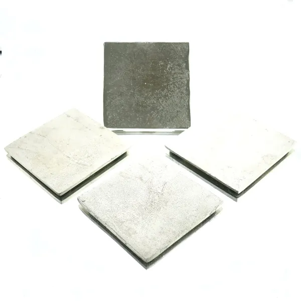 Quadratische Untersetzer Silberfarben 10 x 10 cm aus Aluminium - 4er Set