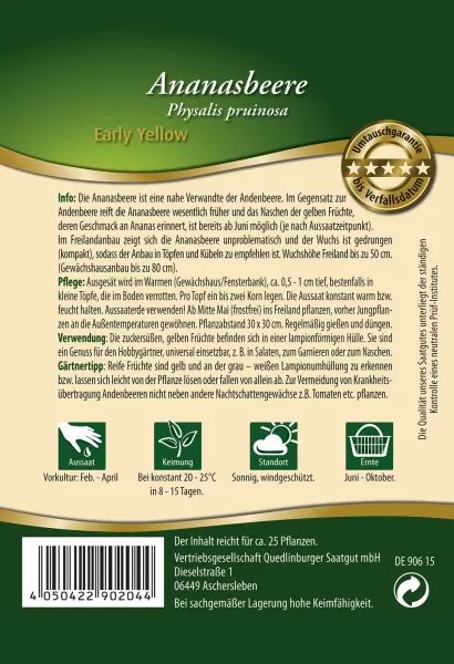 Quedlinburger Ananasbeere Early Yellow - Gemüsesamen