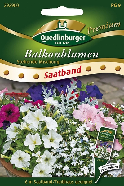 Quedlinburger Balkonblumen Stehende Mischung Saatband -  Premium Blumensamen