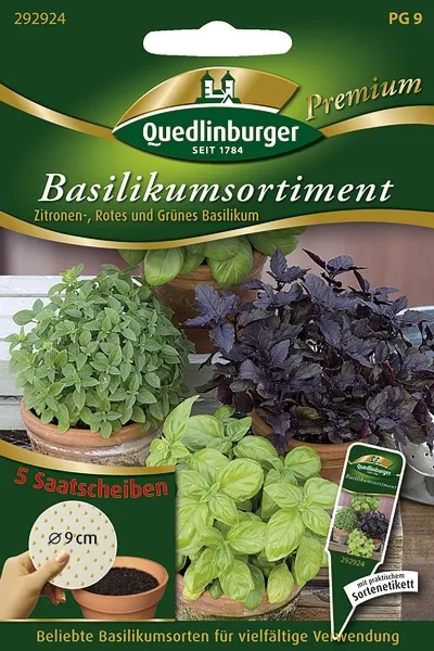 Quedlinburger Basilikumsortiment Saatscheiben - Premium Kräutersamen
