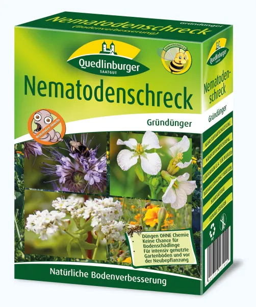 Quedlinburger Gründünger Nematodenschreck Bodenverbesserer für ca. 100 m² 350 g - Faltschachtel
