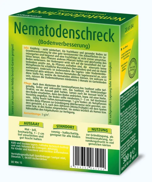 Quedlinburger Gründünger Nematodenschreck Bodenverbesserer für ca. 100 m² 350 g - Faltschachtel