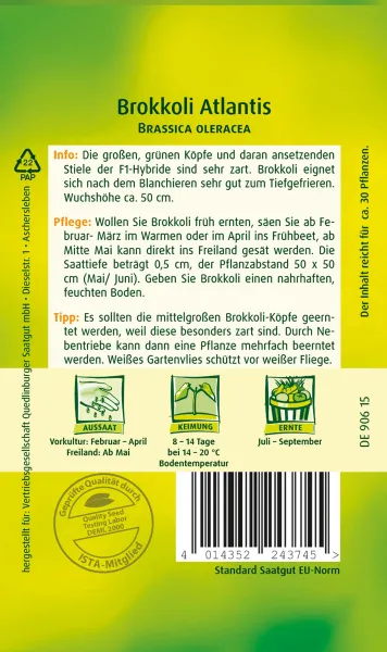 Quedlinburger Brokkoli Atlantis F1-Hybride - Gemüsesamen