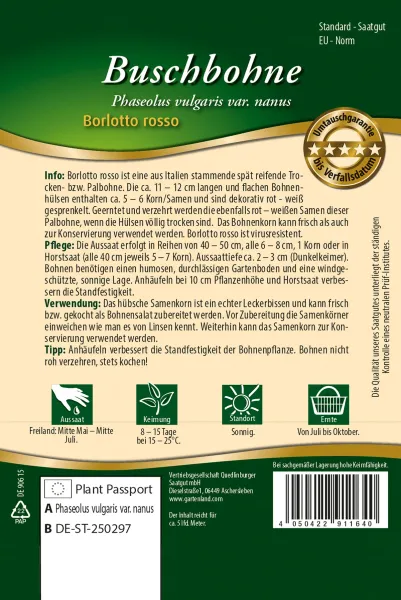 Quedlinburger Buschbohne Borlotto rosso - Gemüsesamen