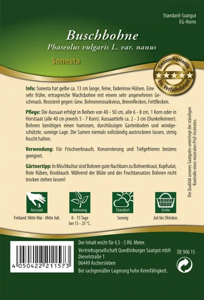 Quedlinburger Buschbohne Sonesta - Gemüsesamen